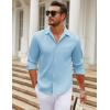 COOFANDY Men’s Long Sleeve Wrinkle Free Shirt Casual Button Down Shirts Stretch Dress Shirt with Pocket(Light Blue)