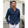 COOFANDY Men’s Long Sleeve Wrinkle Free Shirt Casual Button Down Shirts Stretch Dress Shirt with Pocket(Navy Blue)
