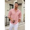 COOFANDY Men’s Long Sleeve Wrinkle Free Shirt Casual Button Down Shirts Stretch Dress Shirt with Pocket(Pink)