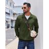 COOFANDY Mens Quarter Zip Pullover Casual Long Sleeve Quilted Sweatshirt Mock Neck Polo Sweater with Pocket(Army Green)