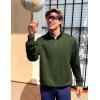 COOFANDY Mens Quarter Zip Pullover Casual Long Sleeve Quilted Sweatshirt Mock Neck Polo Sweater with Pocket(Army Green)