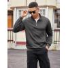 COOFANDY Mens Quarter Zip Pullover Casual Long Sleeve Quilted Sweatshirt Mock Neck Polo Sweater with Pocket(Dark Gray)