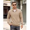 COOFANDY Mens Quarter Zip Pullover Casual Long Sleeve Quilted Sweatshirt Mock Neck Polo Sweater with Pocket(Khaki)