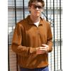 COOFANDY Mens Quarter Zip Pullover Casual Long Sleeve Quilted Sweatshirt Mock Neck Polo Sweater with Pocket(Light Brown)