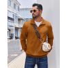 COOFANDY Mens Quarter Zip Pullover Casual Long Sleeve Quilted Sweatshirt Mock Neck Polo Sweater with Pocket(Light Brown)