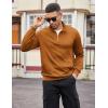 COOFANDY Mens Quarter Zip Pullover Casual Long Sleeve Quilted Sweatshirt Mock Neck Polo Sweater with Pocket(Light Brown)