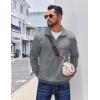 COOFANDY Mens Quarter Zip Pullover Casual Long Sleeve Quilted Sweatshirt Mock Neck Polo Sweater with Pocket(Light Grey)