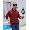 COOFANDY Mens Quarter Zip Pullover Casual Long Sleeve Quilted Sweatshirt Mock Neck Polo Sweater with Pocket(Wine Red)