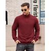 COOFANDY Mens Quarter Zip Pullover Casual Long Sleeve Quilted Sweatshirt Mock Neck Polo Sweater with Pocket(Wine Red)