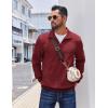 COOFANDY Mens Quarter Zip Pullover Casual Long Sleeve Quilted Sweatshirt Mock Neck Polo Sweater with Pocket(Wine Red)