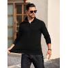 COOFANDY Mens Quarter Zip Pullover Long Sleeve Casual 1/4 Zip Sweatshirt Lightweight Solid Mock Neck Sweater Polo(All Black)