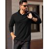 COOFANDY Mens Quarter Zip Pullover Long Sleeve Casual 1/4 Zip Sweatshirt Lightweight Solid Mock Neck Sweater Polo(All Black)