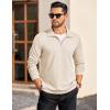 COOFANDY Mens Quarter Zip Pullover Long Sleeve Casual 1/4 Zip Sweatshirt Lightweight Solid Mock Neck Sweater Polo(Beige)