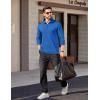 COOFANDY Mens Quarter Zip Pullover Long Sleeve Casual 1/4 Zip Sweatshirt Lightweight Solid Mock Neck Sweater Polo(Blue)