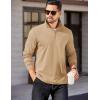 COOFANDY Mens Quarter Zip Pullover Long Sleeve Casual 1/4 Zip Sweatshirt Lightweight Solid Mock Neck Sweater Polo(Khaki)