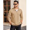 COOFANDY Mens Quarter Zip Pullover Long Sleeve Casual 1/4 Zip Sweatshirt Lightweight Solid Mock Neck Sweater Polo(Khaki)