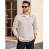 COOFANDY Mens Quarter Zip Pullover Long Sleeve Casual 1/4 Zip Sweatshirt Lightweight Solid Mock Neck Sweater Polo(Light Khaki)
