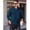 COOFANDY Mens Quarter Zip Pullover Long Sleeve Casual 1/4 Zip Sweatshirt Lightweight Solid Mock Neck Sweater Polo(Navy Blue)