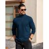 COOFANDY Mens Quarter Zip Pullover Long Sleeve Casual 1/4 Zip Sweatshirt Lightweight Solid Mock Neck Sweater Polo(Navy Blue)