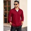 COOFANDY Mens Quarter Zip Pullover Long Sleeve Casual 1/4 Zip Sweatshirt Lightweight Solid Mock Neck Sweater Polo(Red)