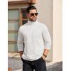 COOFANDY Mens Quarter Zip Pullover Long Sleeve Casual 1/4 Zip Sweatshirt Lightweight Solid Mock Neck Sweater Polo(White)