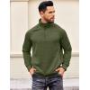 COOFANDY Mens Quarter Zip Pullover Quilted Sweatshirt Knit Long Sleeve Sweater Half Zip Polo Sweatshirts with Pocket(Army Green)
