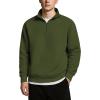 COOFANDY Mens Quarter Zip Pullover Quilted Sweatshirt Knit Long Sleeve Sweater Half Zip Polo Sweatshirts with Pocket(Army Green)