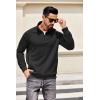 COOFANDY Mens Quarter Zip Pullover Quilted Sweatshirt Knit Long Sleeve Sweater Half Zip Polo Sweatshirts with Pocket(Black)