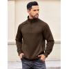 COOFANDY Mens Quarter Zip Pullover Quilted Sweatshirt Knit Long Sleeve Sweater Half Zip Polo Sweatshirts with Pocket(Brown)