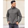 COOFANDY Mens Quarter Zip Pullover Quilted Sweatshirt Knit Long Sleeve Sweater Half Zip Polo Sweatshirts with Pocket(Dark Gray)