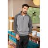 COOFANDY Mens Quarter Zip Pullover Quilted Sweatshirt Knit Long Sleeve Sweater Half Zip Polo Sweatshirts with Pocket(Dark Gray/Light Grey)