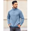 COOFANDY Mens Quarter Zip Pullover Quilted Sweatshirt Knit Long Sleeve Sweater Half Zip Polo Sweatshirts with Pocket(Light Blue)