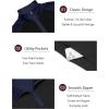 COOFANDY Mens Quarter Zip Pullover Quilted Sweatshirt Knit Long Sleeve Sweater Half Zip Polo Sweatshirts with Pocket(Navy Blue/Black)
