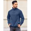 COOFANDY Mens Quarter Zip Pullover Quilted Sweatshirt Knit Long Sleeve Sweater Half Zip Polo Sweatshirts with Pocket(Slate Blue)
