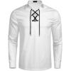 COOFANDY Mens Scottish Jacobite Ghillie Kilt Shirts Medieval Renaissance Pirate Costume Long Sleeve Lace Up Henley Shirt(01-white)