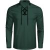 COOFANDY Mens Scottish Jacobite Ghillie Kilt Shirts Medieval Renaissance Pirate Costume Long Sleeve Lace Up Henley Shirt(Deep Green)