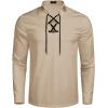 COOFANDY Mens Scottish Jacobite Ghillie Kilt Shirts Medieval Renaissance Pirate Costume Long Sleeve Lace Up Henley Shirt(Light Khaki)