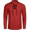COOFANDY Mens Scottish Jacobite Ghillie Kilt Shirts Medieval Renaissance Pirate Costume Long Sleeve Lace Up Henley Shirt(Red)
