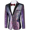 COOFANDY Mens Sequin Blazer Tuxedo Party Prom Wedding Tuxedo One Button Jacket(Blue Purple)