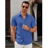 COOFANDY Men’s Short Sleeve Button Down Casual Shirts for Men Summer Untucked Shirts(Dark Blue)