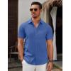COOFANDY Men’s Short Sleeve Button Down Casual Shirts for Men Summer Untucked Shirts(Dark Blue)
