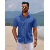 COOFANDY Men’s Short Sleeve Button Down Casual Shirts for Men Summer Untucked Shirts(Dark Blue)