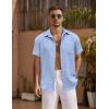 COOFANDY Men’s Short Sleeve Button Down Shirt Casual Summer Beach Untucked Vacation Textured Shirts with Pocket(Angel Falls)