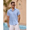 COOFANDY Men’s Short Sleeve Button Down Shirt Casual Summer Beach Untucked Vacation Textured Shirts with Pocket(Angel Falls)