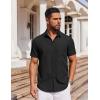 COOFANDY Men’s Short Sleeve Button Down Shirt Casual Untucked Dress Shirt Stretch Denim Shirt(B-black)