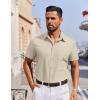 COOFANDY Men’s Short Sleeve Button Down Shirt Casual Untucked Dress Shirt Stretch Denim Shirt(Beige)