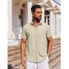 COOFANDY Men’s Short Sleeve Button Down Shirt Casual Untucked Dress Shirt Stretch Denim Shirt(Beige)