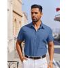 COOFANDY Men’s Short Sleeve Button Down Shirt Casual Untucked Dress Shirt Stretch Denim Shirt(Blue)