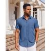COOFANDY Men’s Short Sleeve Button Down Shirt Casual Untucked Dress Shirt Stretch Denim Shirt(Blue)