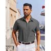 COOFANDY Men’s Short Sleeve Button Down Shirt Casual Untucked Dress Shirt Stretch Denim Shirt(Dark Grey)